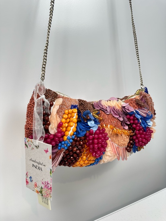 Handcrafted in India Handbags - New Relaease Viral Colorful Floral Beaded Bag Handcrafted in India Chain Strap